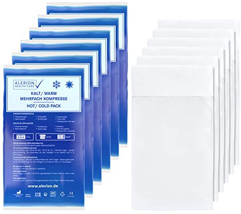Alerion 6x Kalt Warm Kompresse16x26 cm Set Angebot mit Vlieshülle Mehrfach Kompresse Wiederverwendbar Mikrowellen geeignet + 6 Vlieshüllen Coolpad Kühlpads