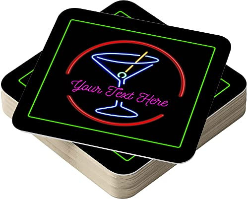 Personalised Beer Mats Pack of 24 - Absorbent Recyclable Cardboard Drink Mat Coasters 95mm x 95mm x 1mm Square - Accessories for Home Bars Pubs - CO-CARD-RA841-24 - ADD YOUR TEXT