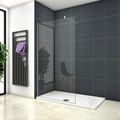 Doccia Walk In 185 cm Larga 95 cm Parete Fissa da 6 mm Vetro Temperato Trasparente Anticalcare Barra Stabilizzatrice da 70-120 cm