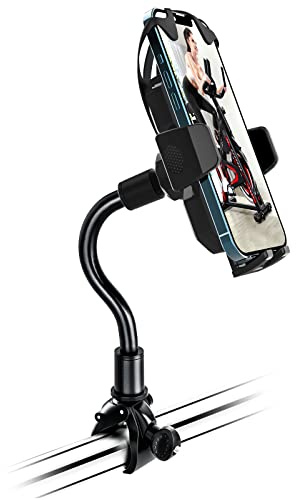 Support Téléphone Velo d Appartement, Oilcan Support Téléphone Tapis de Course à Col de Cygne [Flexible & Rotation] Elliptique Home Trainer Guidon Support pour iPhone 14 13 12 Pro Max, 4-7