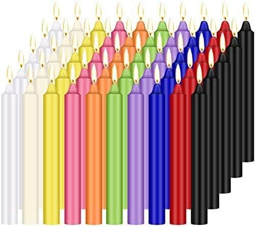 YOROXRG 100 pcs Spells Chime Candles Unscented Assorted Colors Mini Taper Candles | 4 Tall x 1/2 Diameter | Great for Casting Chimes, Rituals, Spells