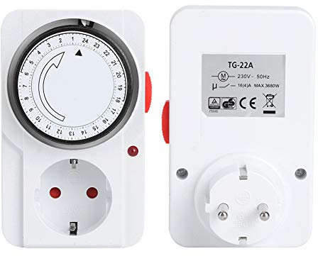 Enchufe de Temporizador Mecánico, Enchufe de 24 Horas, Temporizador de Salida con Enchufe Europeo de 230V, Electricidad Segura, Ahorro de Energía Ecológico