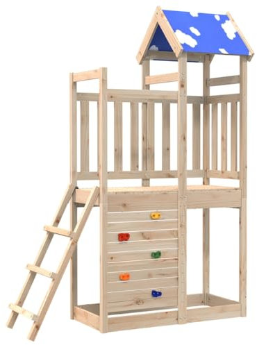 vidaXL Torre da Gioco con Arrampicata 110,5x52,5x215 cm Massello Pino