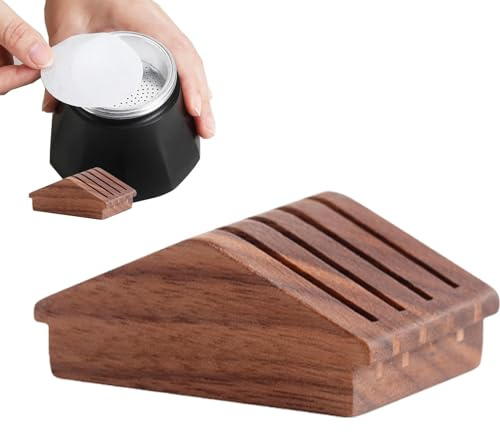 Filter puck skärmhållare, filterhållare trästativ, återanvändbart filter skärmhållare, puckfilter skärmförvaringshylla, kaffefilterhållare korgfilterorganiserare för organisation