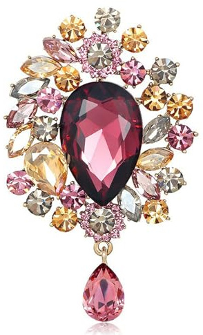 Qiwenr Spilla con Strass, Spilla di Moda da Donna, Vintage in Strass, Unica Elegante Vintage, per Abbinamenti con Abiti, Maglioni, Abiti da Sera e Adatto per Feste, Matrimoni e Altre Occasioni