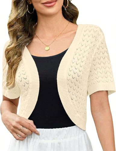 Totatuit Donna Bolero Estivo Cardigan Lavorato a Maglia Corto Coprispalle Primaverile Aperta Senza Bottoni Donna Elegante Moda Fit Elastico Autunno Cardigan da Party