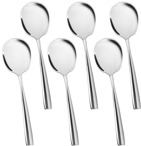 Serving Spoons Set Stainless Steel 9.14 Inch Serving Utensils for Buffet Catering Dishwasher Safe(6-pieces, Silver)