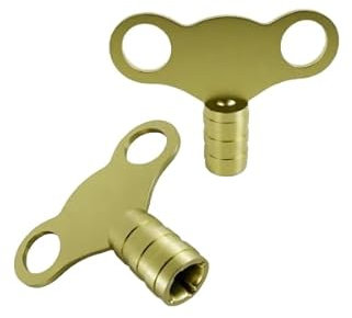 Radiator Key 2 Pack - Solid Brass Bleed Key for Venting and Bleeding Radiators | Universal Clock Type Valve Key | Heavy Duty Plumbing Tool for Air Vent Removal | Easy Grip Design