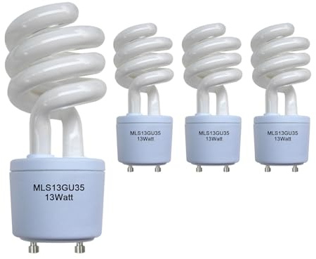 Dameiol MLS13GU35 Light Bulb,13W Spiral Bulb Replacement for Panasonic VQL5 Exhaust Fans,Tapered Design,GU35 Temp-4Pack