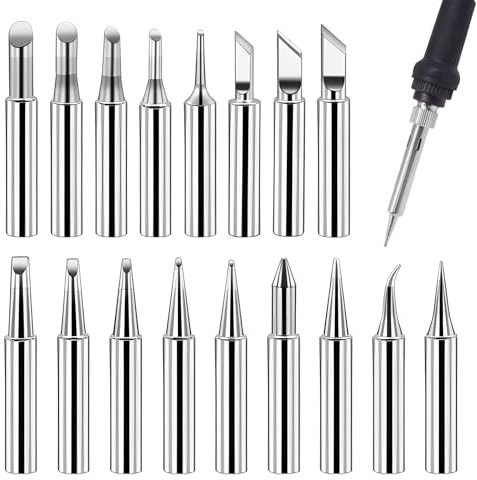 FunWorth 17 Pièces Pointes de Fer à Souder 900M, Compatibles avec Hakko, Yihua, Atten & Plus, Panne de Remplacement pour Stations à Souder, Conductivité Thermique Supérieure & Durabilité