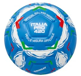 ODS | Sunday Pallone Italia Pro 420 Pallone da Calcio in PVC con Camera d'Aria in Gomma, Diametro 22 cm, Peso 400-420 g, Effetto Rilievo Professionale
