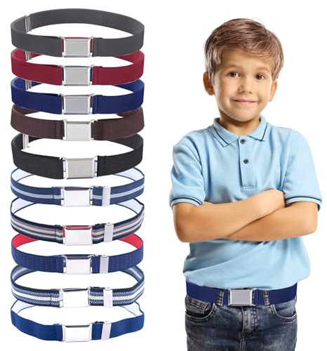 Pluvyze 10 PCS Cintura Bambino Ragazzi,Cintura Ragazzo,Regolabile Elastica Con Fibbia,Elastica Per Bambini per 2-13 Anni per Ragazzi Ragazze