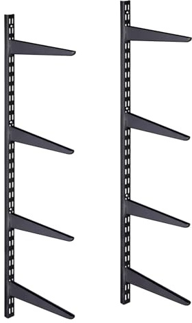 EAI Twin Slot Shelving Kit 8x270mm Brackets 2x1m Uprights Heavy Duty Steel Wall Mounted Shelving System - Black