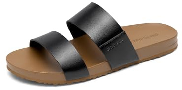 DREAM PAIRS Women's Open Toe Slides Sandals | Minimal double-strap design, cushioned arch support insole, flat reliable traction outsole, durable lightweight