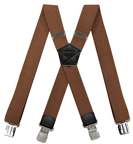 3,5 cm*120 cm Elastiska hängslen for män X rygg for män Majskorn Stretch Breda hängslen 4 klämmor Justerbar Jockstrap manliga arbetshängare(Camel 120cm)