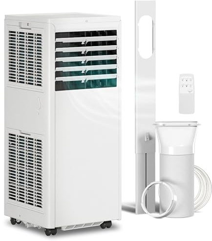 HOMCOM Condizionatore Portatile 5000 BTU/H, 1.5kW 4 in 1 Climatizzatore Portatile Classe A, Raffreddamento, Deumidificazione 14L/G, Ventilatore, Modalità Sleep, Telecomando, Display, Timer 24H, 12m²