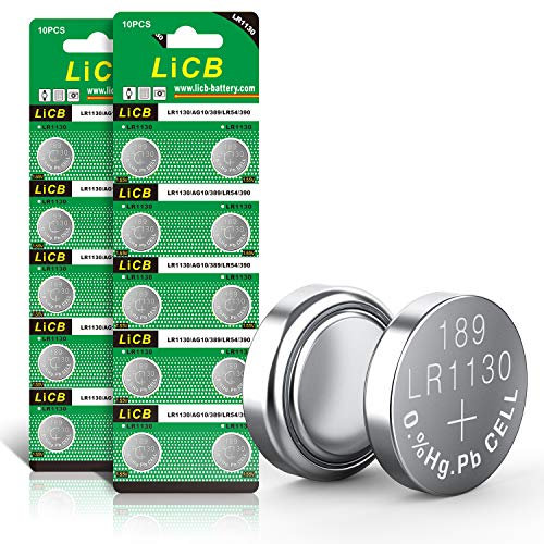 LiCB LR1130 AG10 Alkaline-Knopfzellen für Uhren, 1,5 V, 20 Stück
