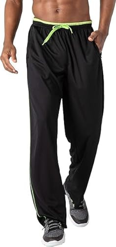 KEFITEVD Mens Jogger Trouser Mesh Sweatpant Workout Pant Open Bottom Pocket