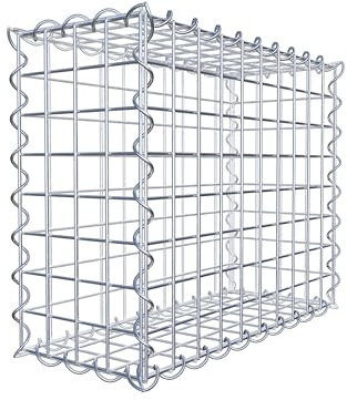 GABIONA Gavión de 50 x 40 x 20 cm, cesta de gaviones con malla de 5 x 5 cm, robusta cesta de piedra con cierre en espiral