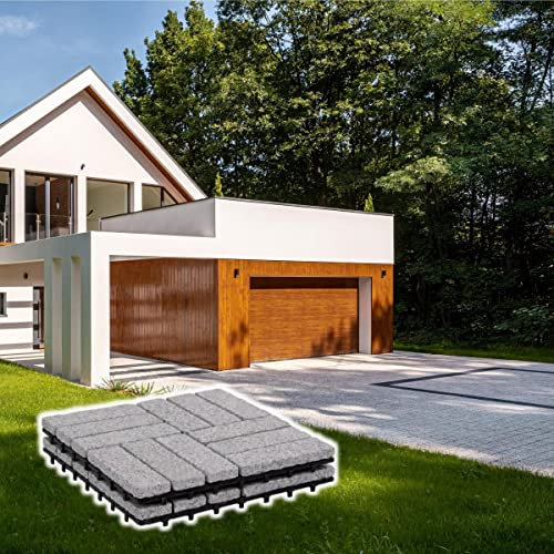 BodenMax Dalles clipsables en granit | Intérieur/extérieur : dalle jardin, terrasse, balcon, piscine | Motif Baroque | 30x30cm | 2 carreaux = 0,18m²