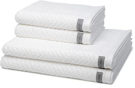Ross - 4 teiliges Frottier-Set - Smart (2 X Handtuch 2 X Duschtuch im Set) - 520 g/m2 - Baumwolle - Frottee - saugstark - weich und flauschig - Weiß