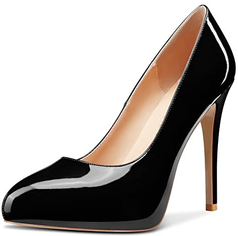 Castamere Femmes Aiguille Haut High Talon Heel Escarpins Plate-Forme Fermé Bout Slip-on Mariage Bureau Sexy Dress 12 CM Heels Noir 37 EU