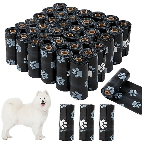 Hundekotbeutel, 600 Stück Hundekotbeutel Biologisch, Extra Dicke Abfallsäcke für Hunde Kotbeutel Nachfüllrollen,wasserdicht, reißfest,Unterwegs- Schwarz