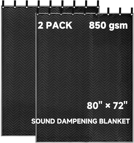 Saree 2 Pcs Large Sound Dampening Blanket 80 x 72, 850GSM Acoustic Sound Blanket with Grommets, Heavy Duty Studio Sound Absorption Blankets,Acoustic Blanket Noise Reduce for Room,Moving Blankets