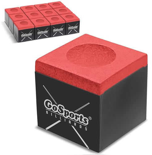 GoSports Premium Pool Cue Chalk Cube 12 Pack - Red Billiards Pool Stick Chalk