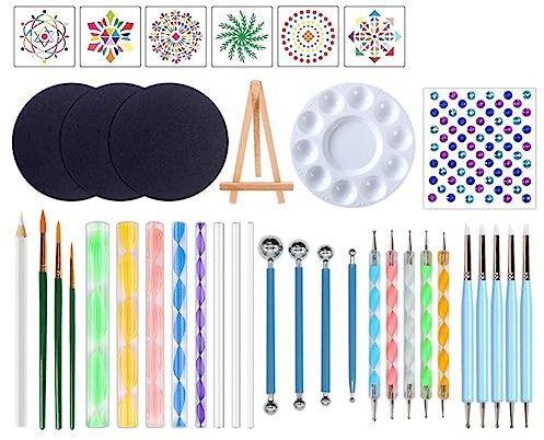 Kznifmk 38pcs Mandala Dotting Tools Peinture Set - Dot Paint Stencils Tool Set Art Craft Supplies Kit Plateau Brush Pen