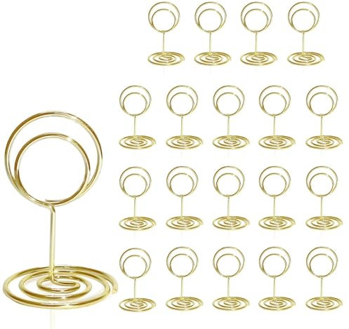 WNXBFO 20PCS Table Number Holders, 2Inch Mini Card Holder Place Card Holders, Table Numbers, Wedding Table Numbers, Table Number Stands, for Wedding Parties, Family Banquet,Wedding Anniversary (Gold)