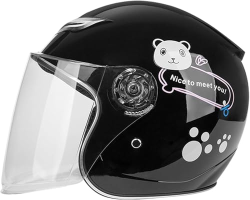 Casco Scooter con Visera Homologado ECE, Casco de Moto Abierto para Niños, Casco Scooter para Niños y Niñas de 3 a 12 Años A,57-60CM