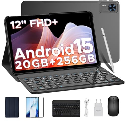 DOOGEE T36 Android 15 Tablet 12 Zoll, 32GB RAM +256GB(2TB) Tablet mit Tastatur und Stift, 90Hz Display, Widevine L1, Dual 4G LTE, 8800mAh Gaming Tablets mit Stift, Maus, Hülle, 13MP/5G WiFi/FaceID/OTG