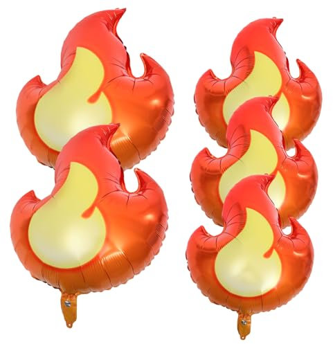 ibasenice 5 Stück Flammenballon Feuerwehr-Geburtstagsparty-Zubehör gelbe Luftballons Ballonclips für Ballonbogen Ballongas exciting Geburtstagsversorgung Ballons Dekorationen Aluminiumform