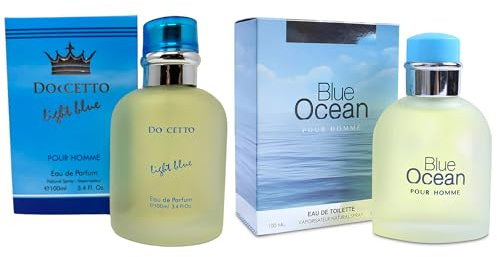 AFLUXE Men's Cologne Blue Ocean&Docetto Light Blue Combo Eau De Toilette for Men-Fresh, Romantic Scent Perfume for Men 3.4 Fl Oz Each Natural Spray For All Skin Daily Used