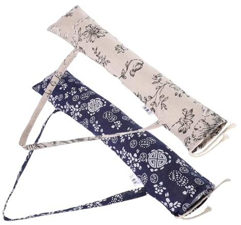 ULTECHNOVO Bolsa Para Paraguas De Papel Aceitado, Funda Portátil De Tela Azul y Beige, Ligera y Compacta, Para Transporte y Almacenamiento Diario, Pack De 2 Unidades