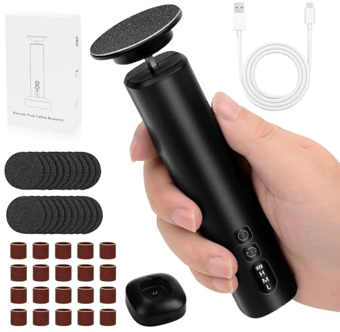 Grattugia per piedi pedicure elettrica, 2 in 1, per piedi elettrici, ricaricabile, con display (6 velocità e direzione regolabile) Levigatrice per piedi lime piedi per corno donne uomini pedicure