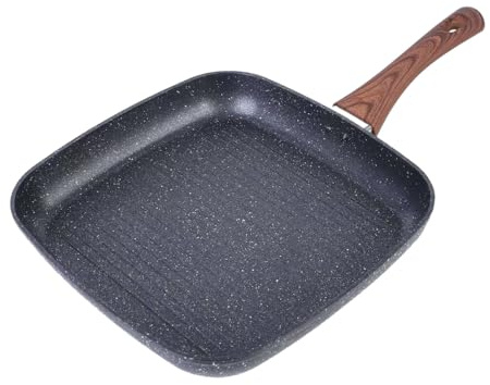 Davnjcka Nonstick 11 Square Grill Pan for Steak, Granite Coating for Gas Induction All Stovetops Compatible (11 X 11 X 1.7 inch)