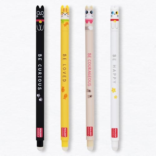 LVZONGXIN 4 Pièces Stylos Effaçables, Stylo Bille Effaçable Pointe 0,7 mm, Roller Effaçable, Stylo Gel Effaçable pour Enfants