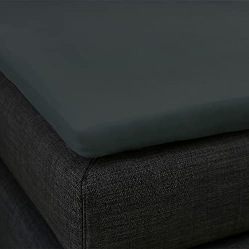 Formesse – Bella Gracia La Piccola Jersey Spannbettlaken für Topper bis 12cm Höhe - 180x190-200 cm - 97% Baumwoll-Kompaktgarn, 3% Elastan/Spannbetttuch aus Deutschland – Farbe Anthrazit