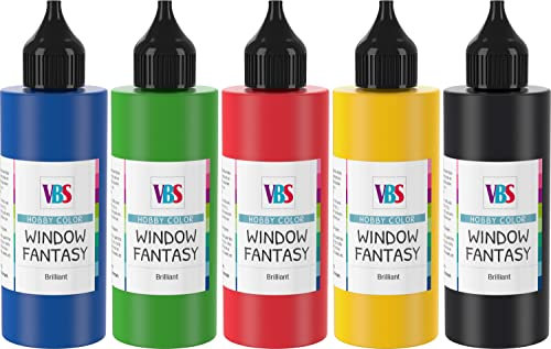 Window Fantasy 5er-Set je 85ml Glasfarbe, Fenstermalfarbe, Window Color, von VBS