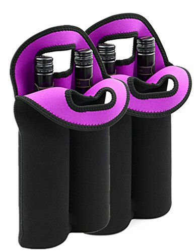 BTSKY 2 Paar isolierte Neopren-Tragetasche für Wein- und Champagnerflaschen, für Bier, Wasser, Dosen, Flaschen, Getränke, Schwarz
