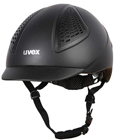 uvex exxential II - Leichter Reithelm für Damen und Herren - individuelle Größenanpassung - optimale Belüftung - Black matt - 57-59 cm