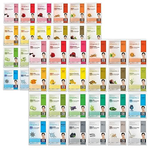 DERMAL 48 Combo Pack Made in Korea Facial Mask – 20+ Years of K-Beauty Experience, Premium Quality Korean Sheet Masks for Daily Skincare Routine