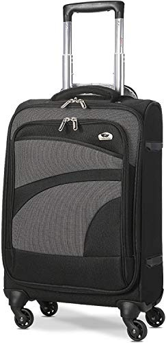 Aerolite Lightweight 55cm 4 Wheel Travel Carry On Hand Cabin Luggage Suitcase Approved for easyJet British Airways Ryanair and More, Black Grey