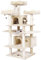 MSmask Kratzbaum groß XXL, 175cm Katzenbaum Katzen stabil mit 3 großer Aussichtsplattform, Sisal-Kratzstangen (Beige)