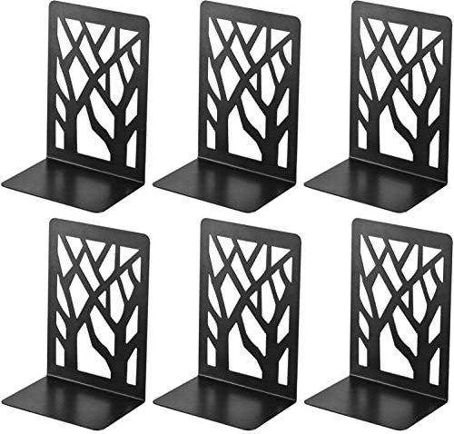 3 Coppie Fermalibri, Reggilibri in Metallo Fermalibri Antiscivolo, Organizer da Scrivania per Libri, Supporto Libri per Scaffali, Ufficio, Biblioteca, Casa, Scuola (Nero)