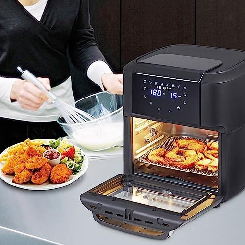 2025 TRUFRY 12L 8 in 1 Digital Air Fryer Oven with Air Fry, Roast, Broil, Bake, Dehydrate, 8 Preset Modes, Rapid Air Circulation and 60-Minute Timer, 1700W, Black