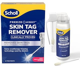 Scholl Freeze Away Skin Tag Removal Kit - Removes Skin Tags in As Little As 1 Treatment - Safe and Effective Skin Tag Remover - Clinically Proven, 12 Treatments