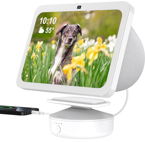 PlusAcc Battery Base for Show 8 (3rd Gen) - 10000 mAh Portable Charger Stand Holder, Tilt Function, Adjustable Charging Dock Station Compatible with iPhone Models & Show 8 3rd Generation (White)